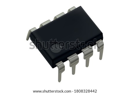 Vector illustration of realistic microchip dip8 isolated on white background