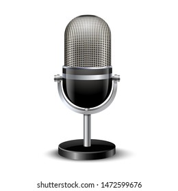 Vector illustration of realistic microphone isolated.
