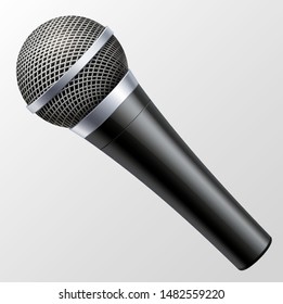 Vector illustration of realistic microphone isolated.