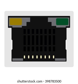 Vector illustration realistic network ethernet port. Network router or switch icon.
