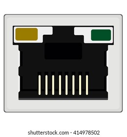 Vector illustration realistic network ethernet port. Network router or switch icon.
