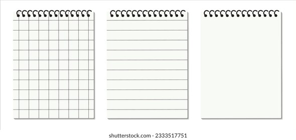 Vector illustration of realistic notebook pages on isolated background