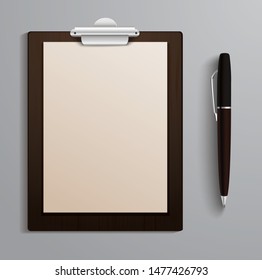 Vector illustration of realistic notepad  with pen isolated.
