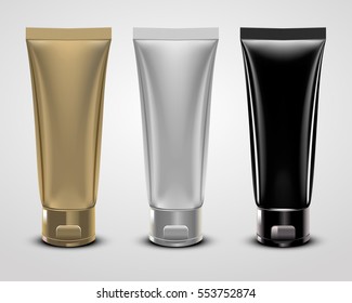 Vector illustration of realistic packages of makeup foundation tubes.