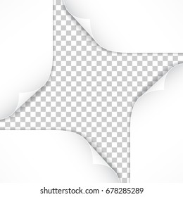 Vector illustration of realistic paper corners isolated on transparent background
