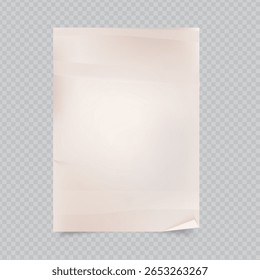 Ilustração vetorial de um pedaço de papel realista com borda enrolada em um plano de fundo transparente.