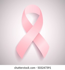 Vector Illustration of a Realistic Pink Breast Cancer Awareness Ribbon