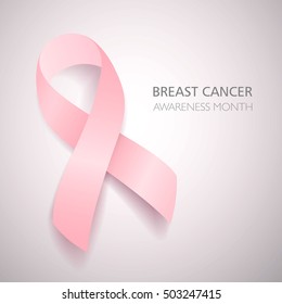 Vector Illustration of a Realistic Pink Breast Cancer Awareness Ribbon