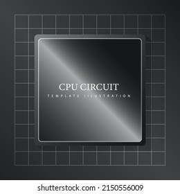 Vector illustration of a realistic processor microcircuit, cpu on the motherboard. Modern trendy minimalist template design with text. Technological, innovative design of microelectronics.