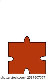 vector illustration of realistic puzzle center piece in brown brick color. isolate white background