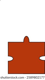 vector illustration of realistic puzzle edge in brick brown. isolate white background