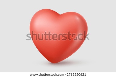 Vector illustration of realistic red color heart symbol on light background. 3d cartoon style design of heart. Medical icon for hospital banner. Love and romantic symbol for valentine's day card