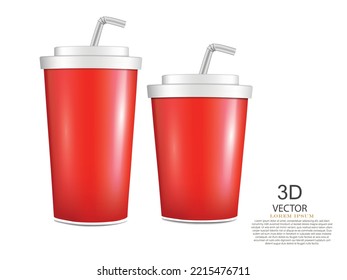 vector illustration realistic red drink cup design template on the white background.