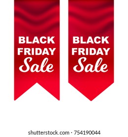 Vector Illustration, Realistic Red Flag With Black Friday Sale Text. Eps 10 File.