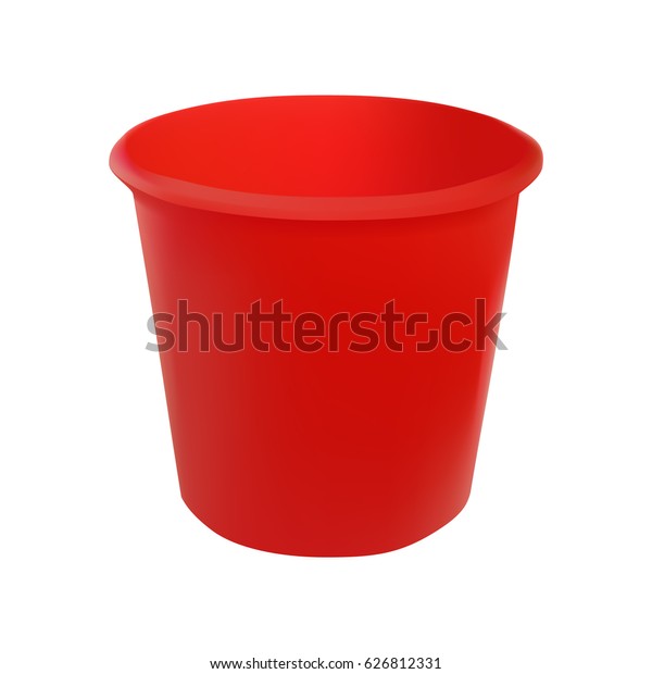 ベクターイラストのリアルな赤いプラスチックのバケツ 白い背景 食べ物 水 飲み物を洗うためのバケツ 家事の手当 のベクター画像素材 ロイヤリティフリー