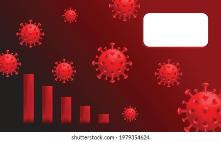 Vector illustration Realistic red virus cell graphic and graphic and text holder on white background, card virus analytical cover background