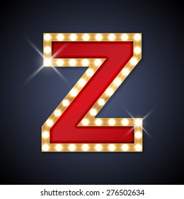 Vector illustration of realistic retro signboard letter Z. Part of alphabet including special European letters.