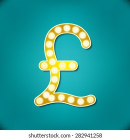 Vector illustration of realistic retro signboard letter P. Part of alphabet including special letters.