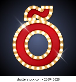 Vector illustration of realistic retro signboard letter O with a diacritical tilde. Letter of Estonian, Portuguese, Vietnamese and etc.