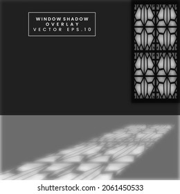Vector Illustration of realistic roller shutters light and shadow. Shadow overlay effect. Long shadow light on the floor. Natural lighting scene. Blank background for design.