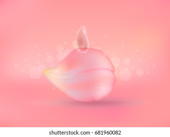 Vector illustration of a realistic rose petal on a pink background.