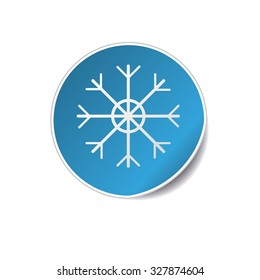 Vector illustration of Realistic Round Sticker. Blue Christmas theme with snowflake