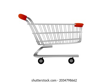 Vector illustration of realistic shopping cart or trolley