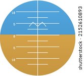 Vector illustration of a realistic simple attitude indicator with divisions and numbers. Aviation aircraft instrument panel.