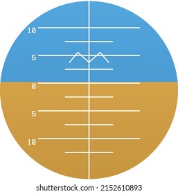 Vector Illustration Of A Realistic Simple Attitude Indicator With Divisions And Numbers. Aviation Aircraft Instrument Panel.