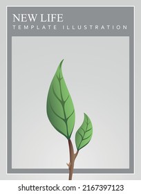 Vektorgrafik von realistischen, einfachen Pflanzensprossen einzeln auf weißem Hintergrund. Modernes Vorlagendesign mit Text.