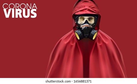 Ilustración Vectorial De Realismo. cráneo con máscara de gas y Hazmat Suit.coronavirus.