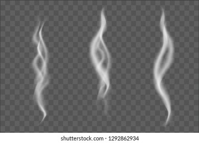 vector illustration of realistic smoke set isolated on transparent background