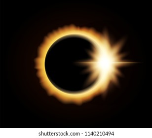 Vector illustration: Realistic Solar Eclipse on dark space background