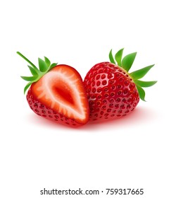 Vector illustration of Realistic strawberry isolated on white background
