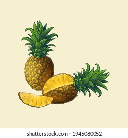 vector illustration realistic strawberry peach pineapple lemon grapes apple cherry banana