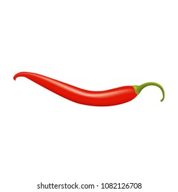 Vector illustration of a realistic style. Vegetables. Red fresh peppers with green stems isolated on white. Print, template, design element for packaging.
