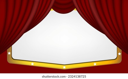 Vector illustration of realistic theater red curtain for show. Premium dark red curtains scene gracefully. Like curtains in the theatre.