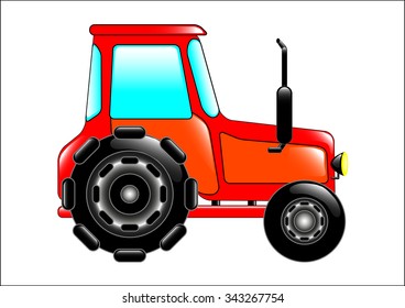 The vector illustration of the realistic tractor isolated in the white backgroud.