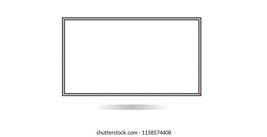 Vector illustration of Realistic TV screen. Modern lcd wall panel, led type, isolated on white background. Large computer monitor display mockup. Blank television template. Graphic design element. 