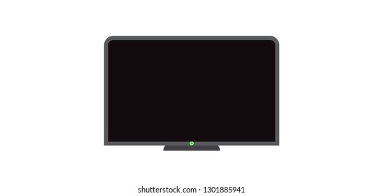 Vector illustration of Realistic TV screen. Modern lcd wall panel, led type, isolated on white background. Large computer monitor display mockup. Blank television template. Graphic design element.