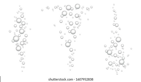 Vector illustration of realistic underwater bubbles isolated in white background