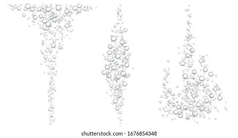 Vector illustration of realistic underwater bubbles isolated on white background
