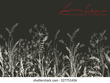 Vector illustration. Realistic, vegetable, hand-drawing the outfield grass. On a black background.