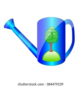 The vector illustration of the realistic watering-can isolated in the white background