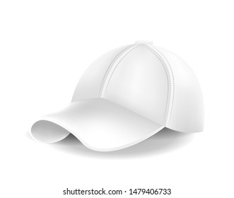 Vector illustration of realistic white baseball cap.