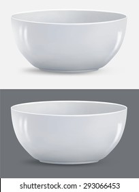 Vector illustration of realistic white bowl
