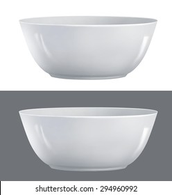 Vector illustration of realistic white bowl