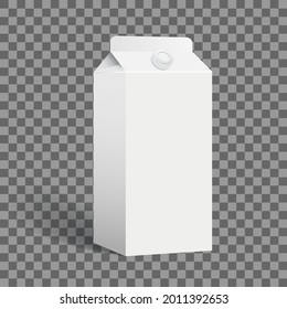 Vector illustration. Realistic white cardboard packaging. Packages of juice, milk, yoghurt with screw cap. Mockup for branding, design element for advertising and typographic products.