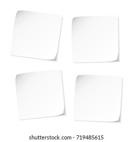 A vector illustration - realistic white empty sheet of little notice paper. Everyone is isolated so you don't have tu use them all if you want.