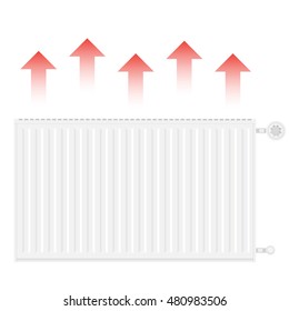 Vector illustration realistic white heating radiator. Central Heating Radiators icons